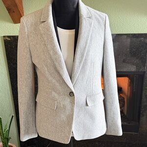 LOFT Light Gray Herringbone Blazer